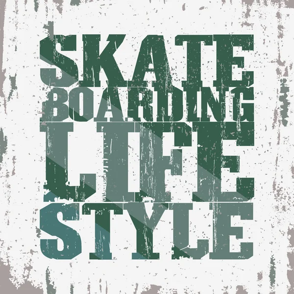 Skateboarding t-shirt emblema —  Vetores de Stock