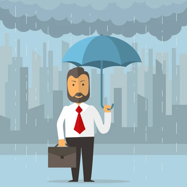 Businessman holding an umbrella — Stock Vector