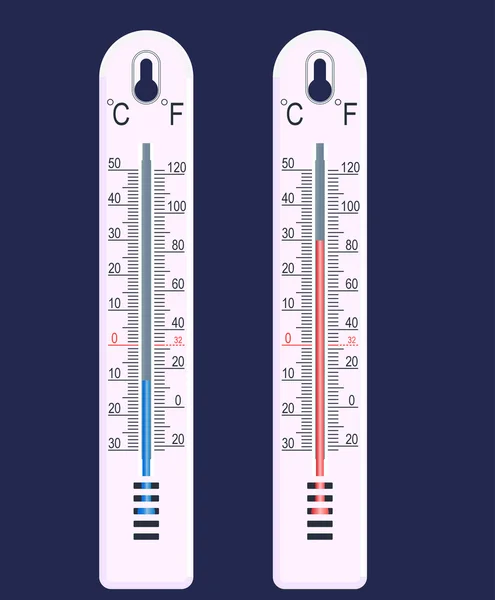 Vektorthermometer, kalt und heiß — Stockvektor