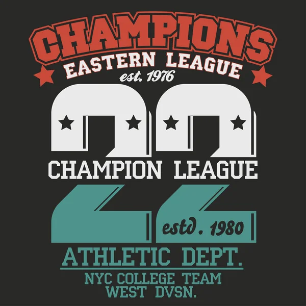 Grafica delle magliette. New York abbigliamento sportivo design. Vettore — Vettoriale Stock