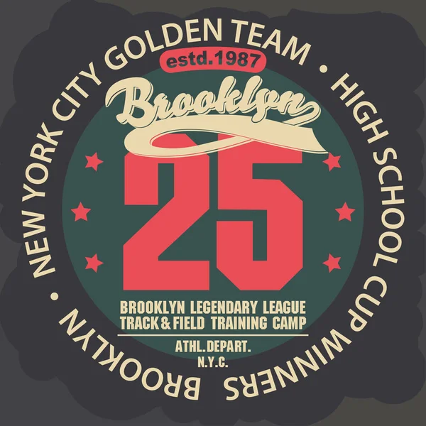 Sportovní grafika trička. New York Brooklyn atletický design oblečení. Vektor — Stockový vektor