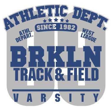 Spor tişörtü grafikleri. New York Brooklyn atletik giyim tasarımı. Vektör