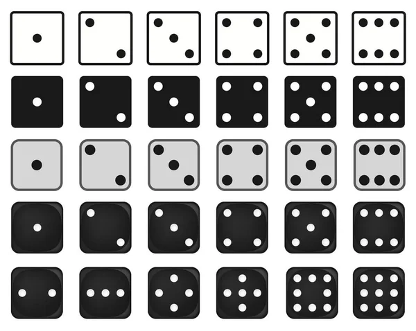 Dices gokken gaming monochroom. Poker blokjes Vector set — Stockvector