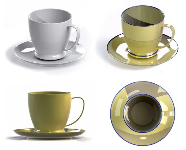 Kávé csészék és csészealjak — Stock Fotó