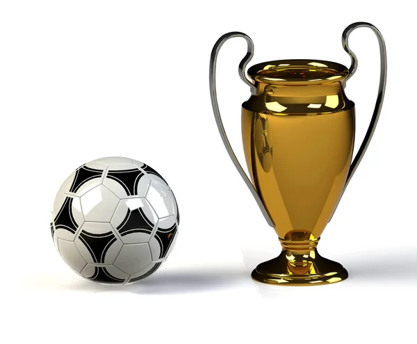 Ballon et trophée de football — Photo