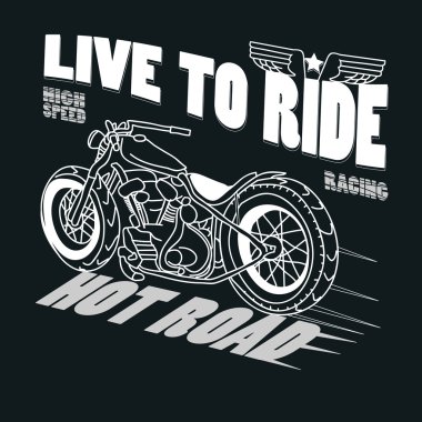 Tipografi grafik yarış motosiklet. T-shirt tasarım, vektör 