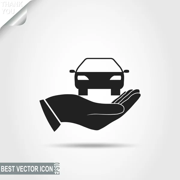 Coche en mano icono de vector — Vector de stock