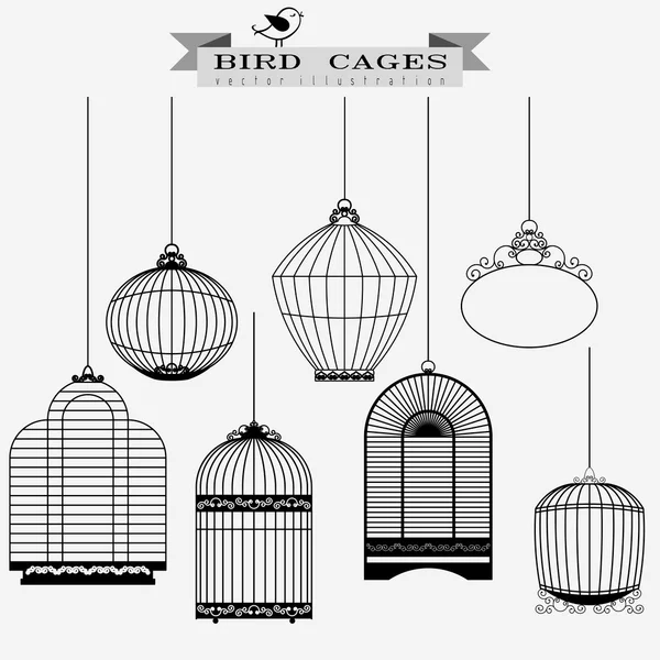 Ensemble de cages à oiseaux — Image vectorielle