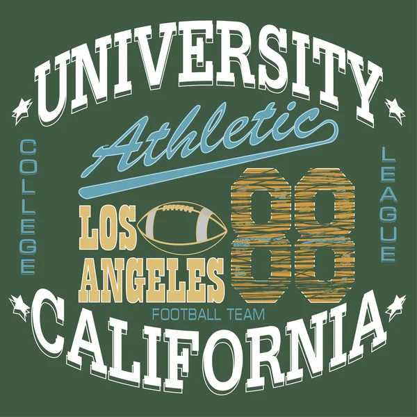 Fotbalové tričko grafika, Kalifornie, sportovní appare - vecto — Stockový vektor