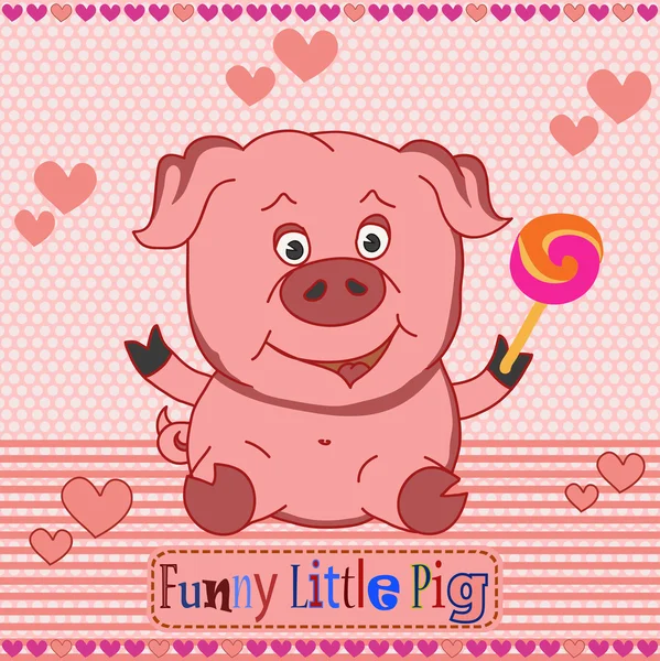 Funny little pig. Vector pattern — Stock Vector