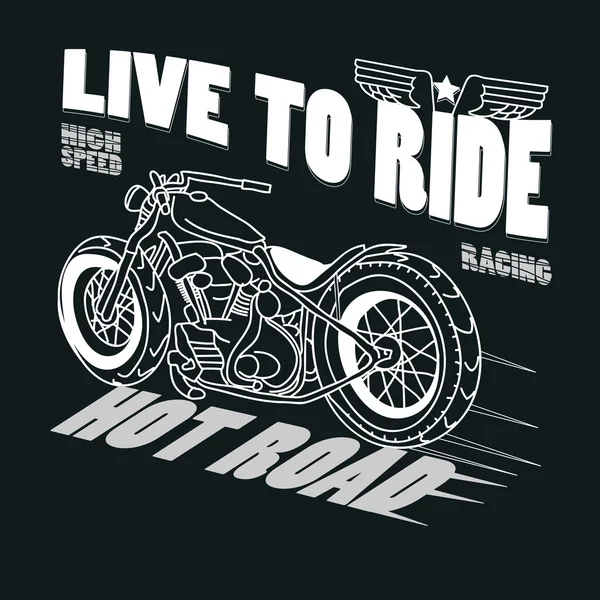 Motocicleta Racing Tipografia Gráfica. T-shirt Design, vector —  Vetores de Stock