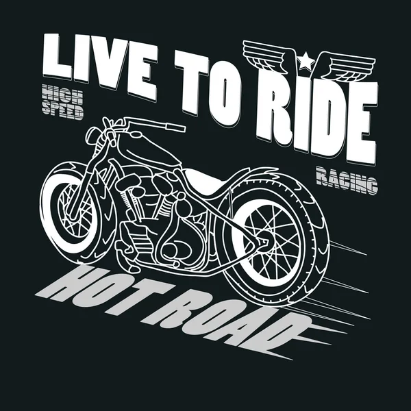 Courses de moto Typographie Graphisme. T-shirt Design, vecteur — Image vectorielle