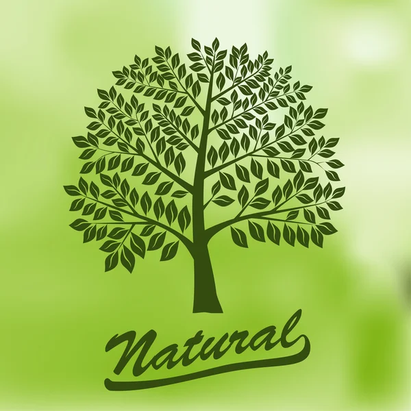 Arbre à couronne ronde - Ecologie, Naturel, Logo bio - vecto — Image vectorielle