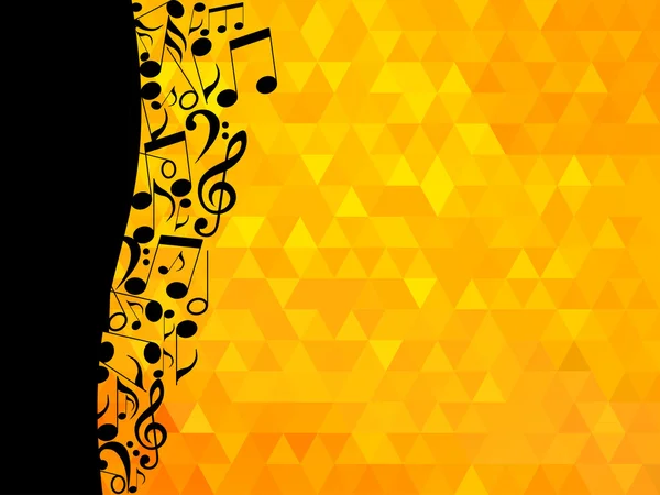 Музичні ноти і муркотіння на золотому фоні — стокове фото
