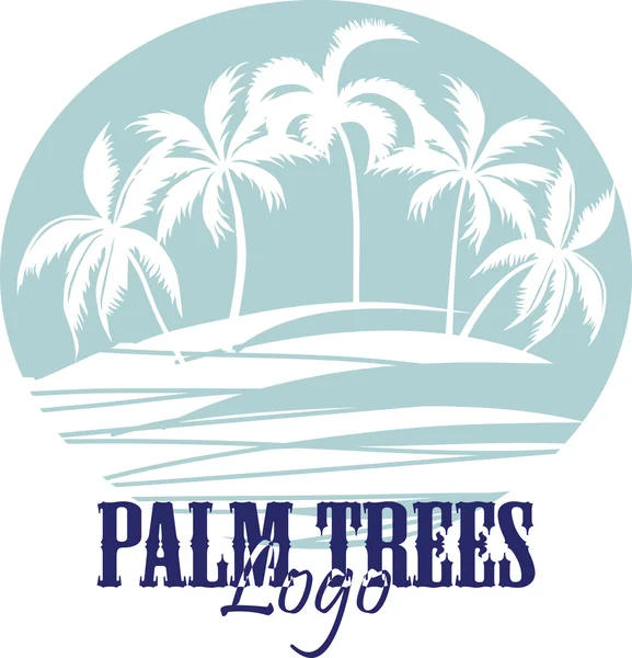 Palmbomen op het strand-Logo. Silhouet - vector — Stockvector