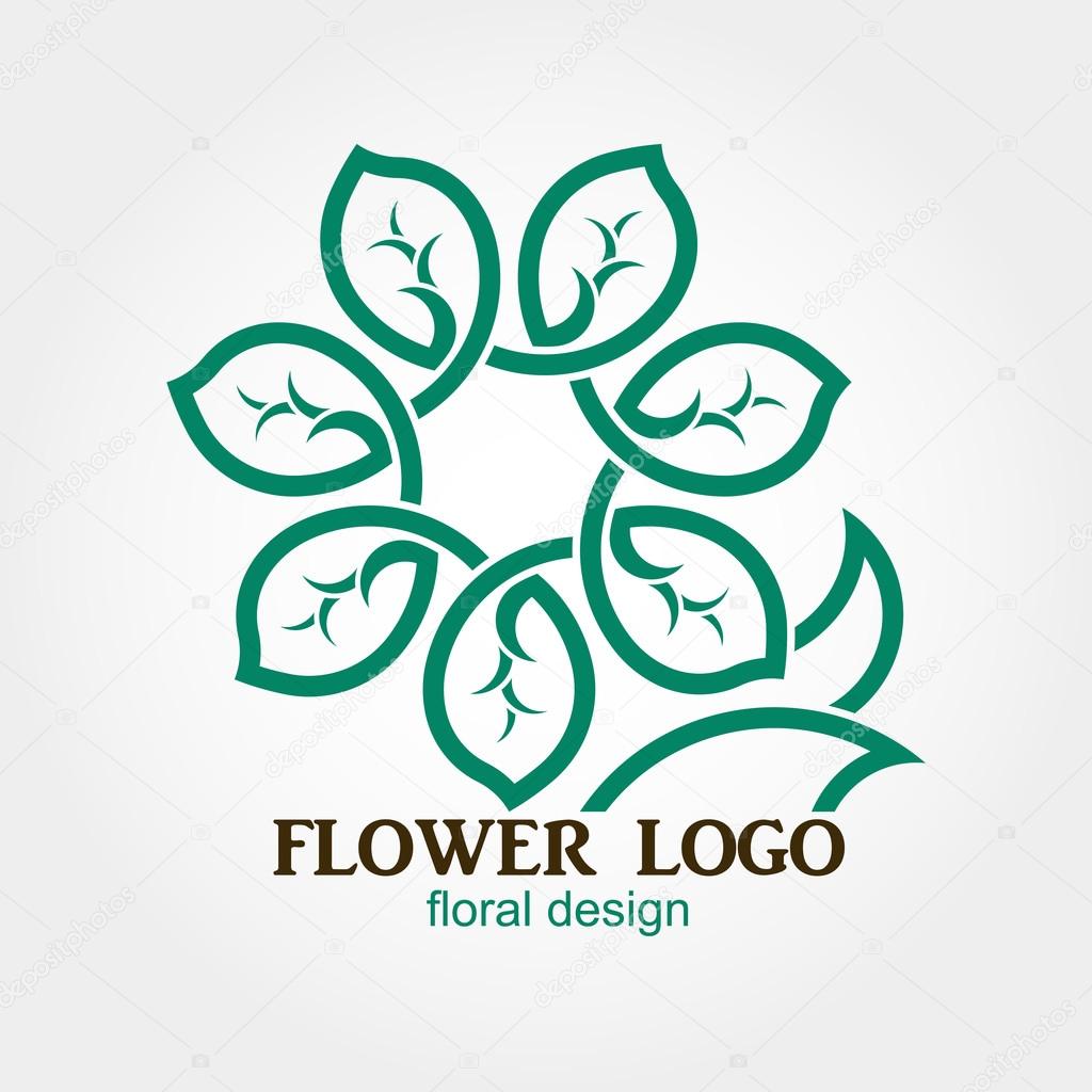 Flower Logo, Abstract, Geometric shape, Business symbol. Creative infinity loop design. Green leaves loop. Vector template concept