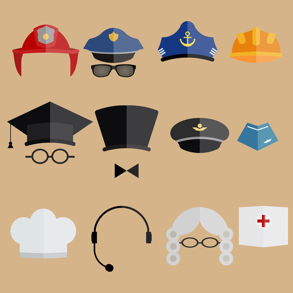 professional people hats set