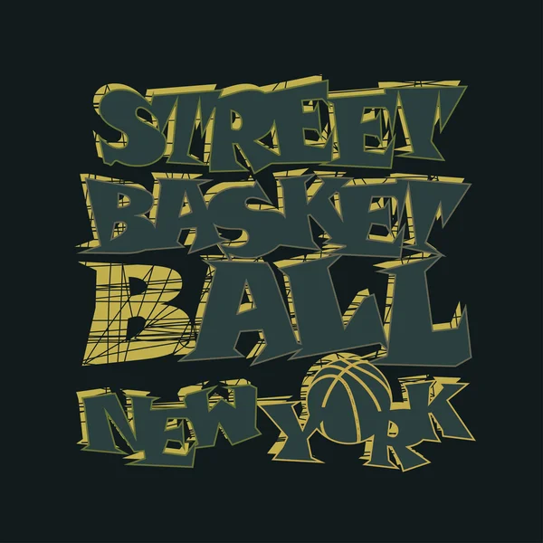 Diseño gráfico de la camiseta de baloncesto. Nueva York — Vector de stock