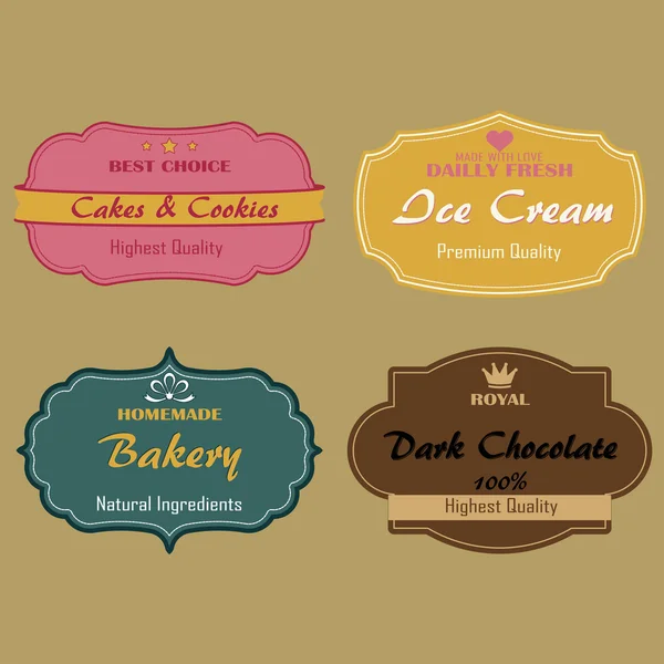 Set de etiquetas para pasteles, galletas, helados, chocolate de panadería . — Vector de stock