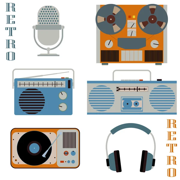 Retro media technologie iconen — Stockvector