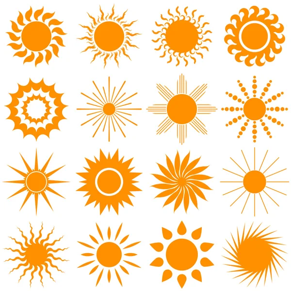 Коллекция иконок солнца - векторная иллюстрация — стоковый вектор