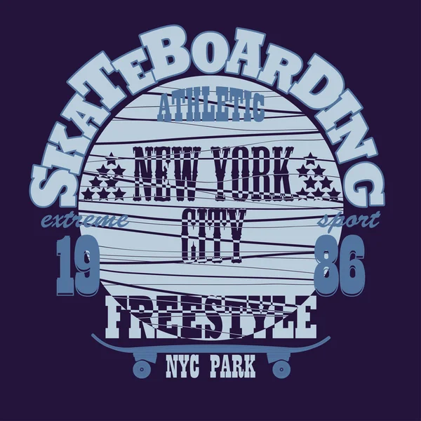 Skateboarding New York t-shirt graphic design — Stock Vector