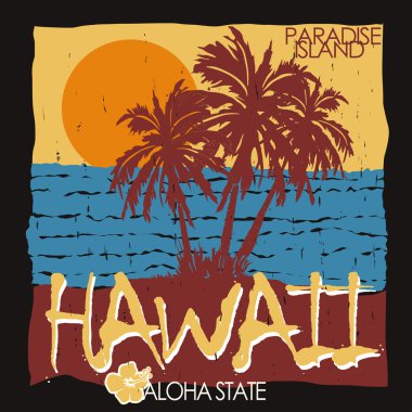 Hawaii tropik sahil tişörtü