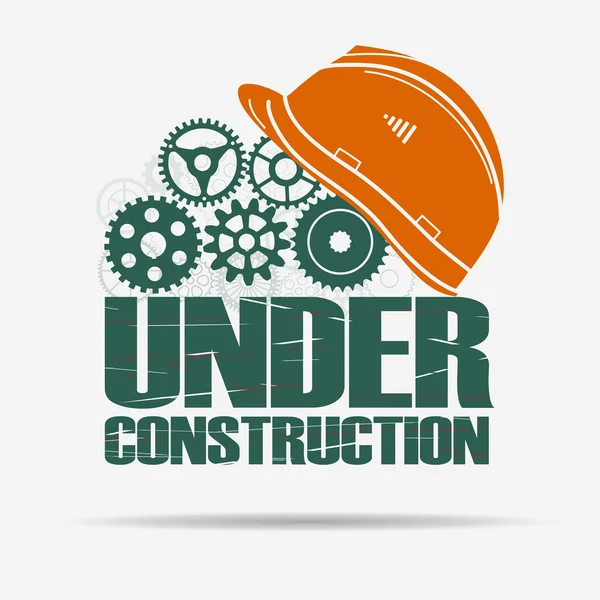 Under construction, gears and helmet — Stock Vector