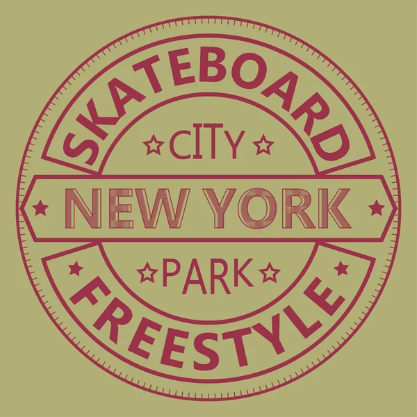 Skateboarding t-shirt design gráfico. Nova Iorque - vector illustra — Vetor de Stock