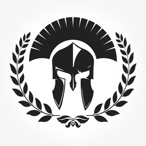 Gladiador, icono caballero con corona de laurel — Vector de stock