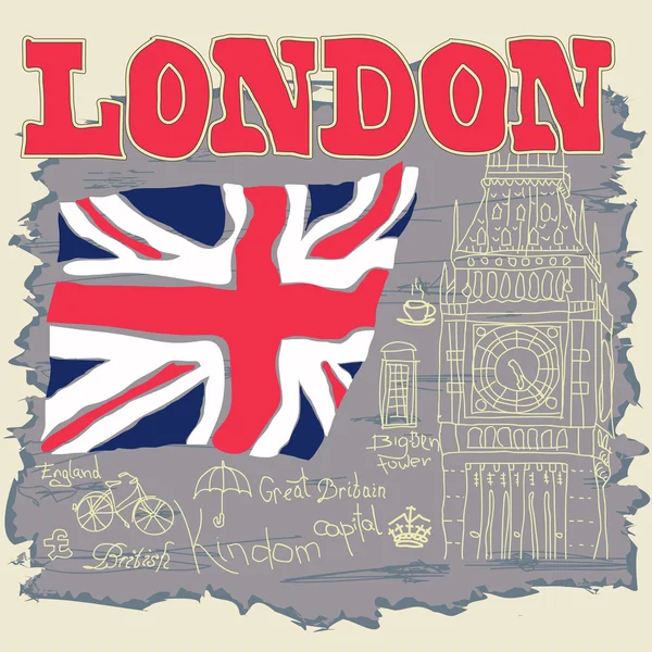 London Typography Graphics, T-shirt design — Stock Vector