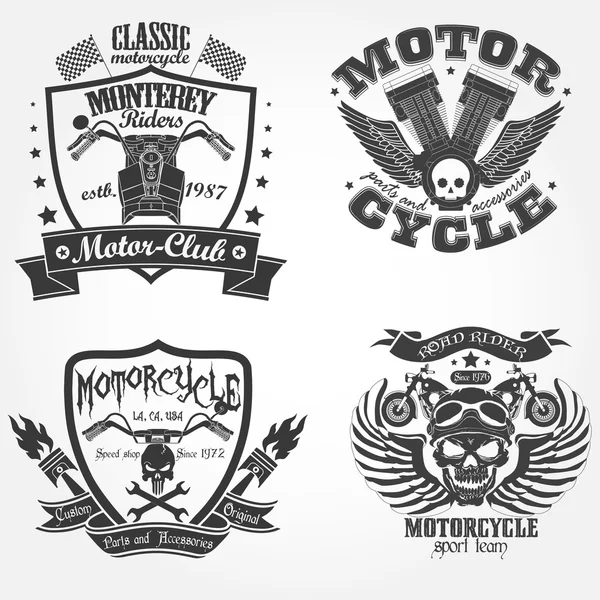 Juego de etiquetas de motocicleta — Vector de stock