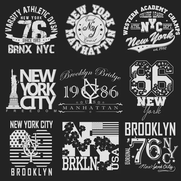 Nova york t-shirt conjunto — Vetor de Stock