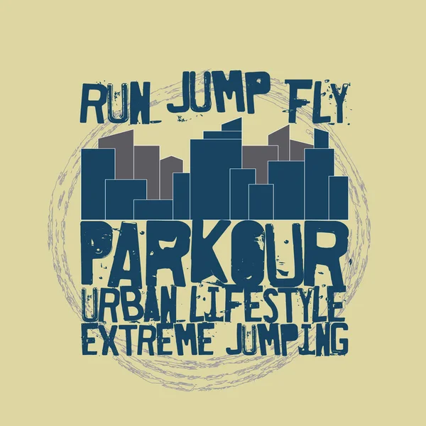 Parkour έννοια t-shirt — Διανυσματικό Αρχείο