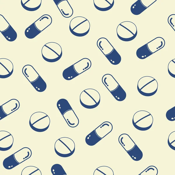 Cápsulas y píldoras patrón sin costura, medicamentos - vector — Archivo Imágenes Vectoriales
