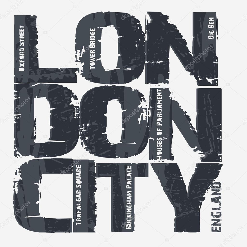 London city Typography Graphics, T-shirt design, England, Great Britain, Big Ben, Attraction of the capital of England, vector illustration