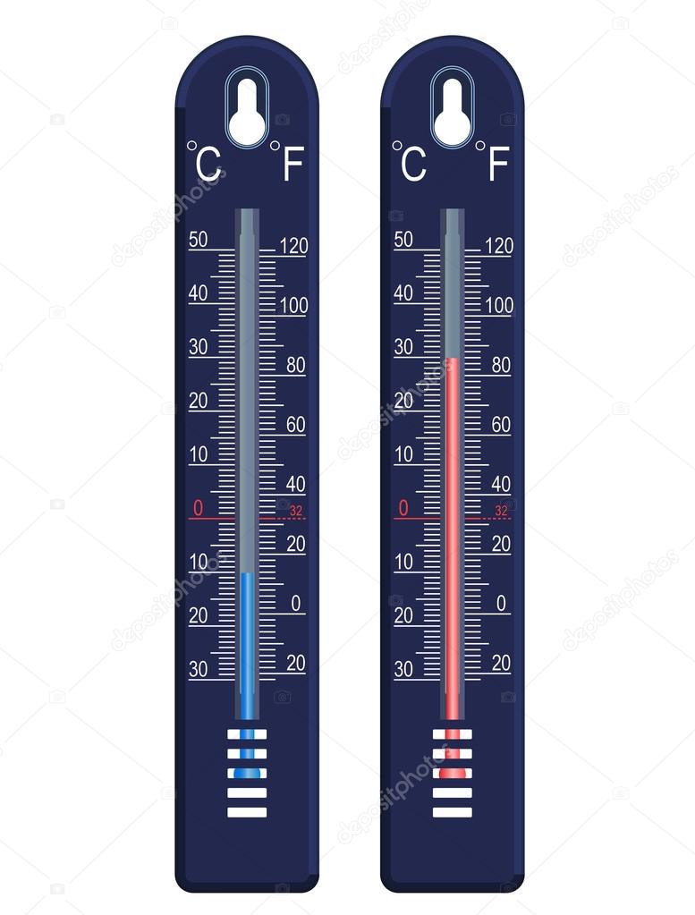 vector thermometer, cold and hot