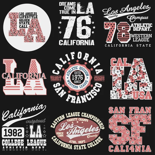 Kalifornien T-Shirt Mode Typografie — Stockvektor