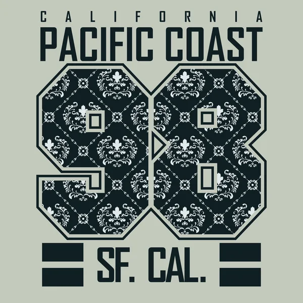 California T-shirt fashion Typografia — Wektor stockowy