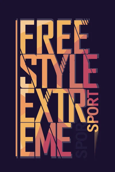 Extrem sport freestyle typografi etikett — Stock vektor