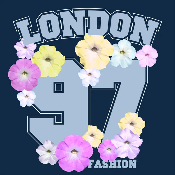 Blumen-T-Shirt-Emblem. Sommer-Stil — Stockvektor