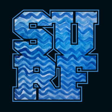 Sörf amblemi. T-shirt grafik yazdırma