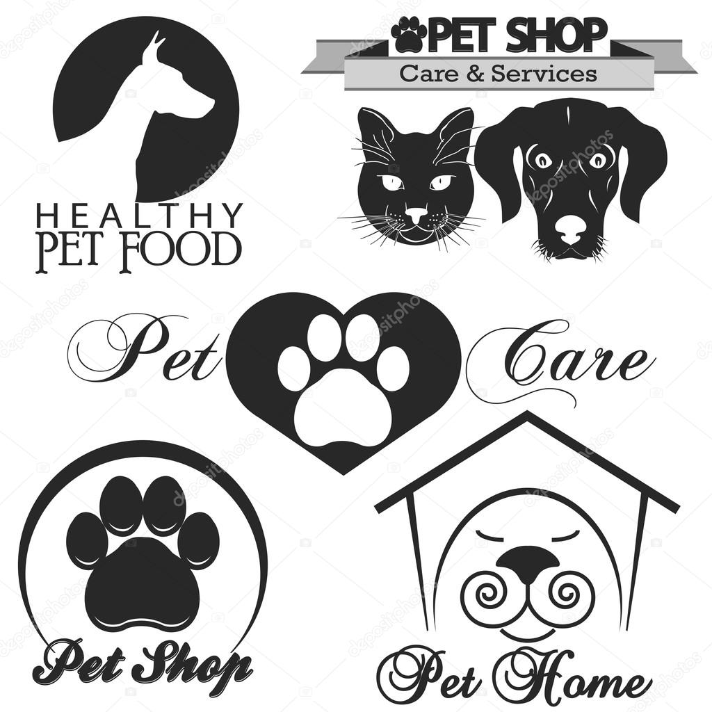 Pet shop logo, dog and cat silhouette  .Vector