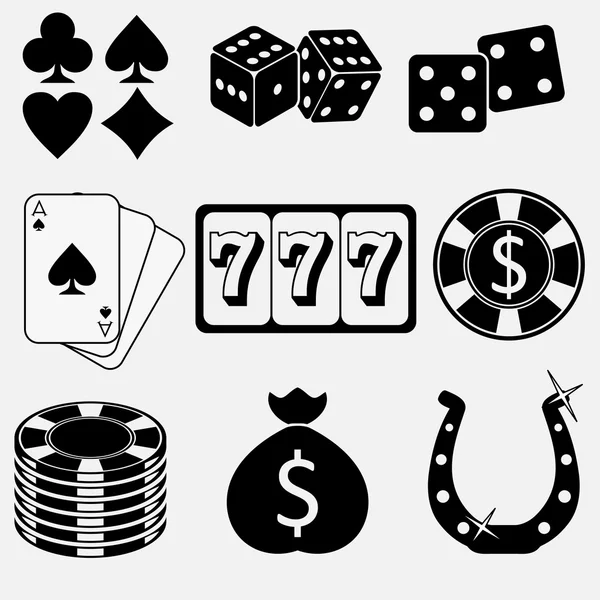 Gambling and casino flat icons — Stock Vector