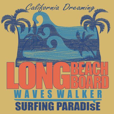 Long Beach sörf t-shirt grafik tasarım