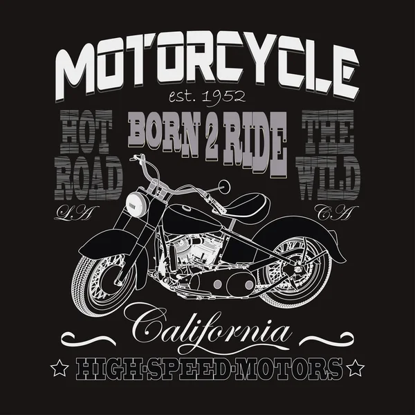 Motorcycle Racing Typography, California Motors. Bikers wear. ve — Stock Photo, Image