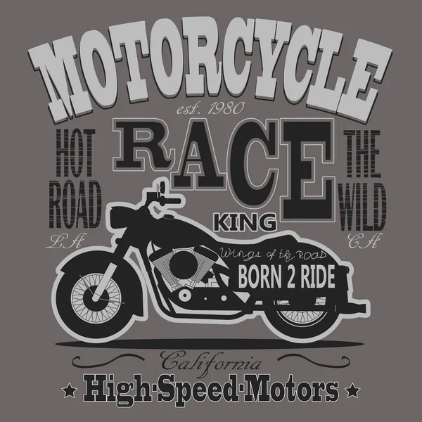 Motorcycle Racing Typography Graphics. California Motors — Stock Photo, Image