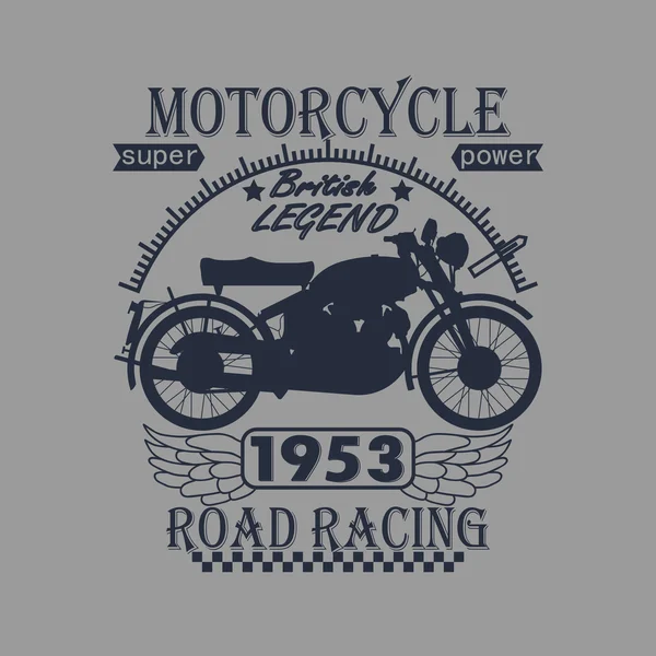 Motocykl závodní typografie grafiky popisek. t-shirt design — Stock fotografie