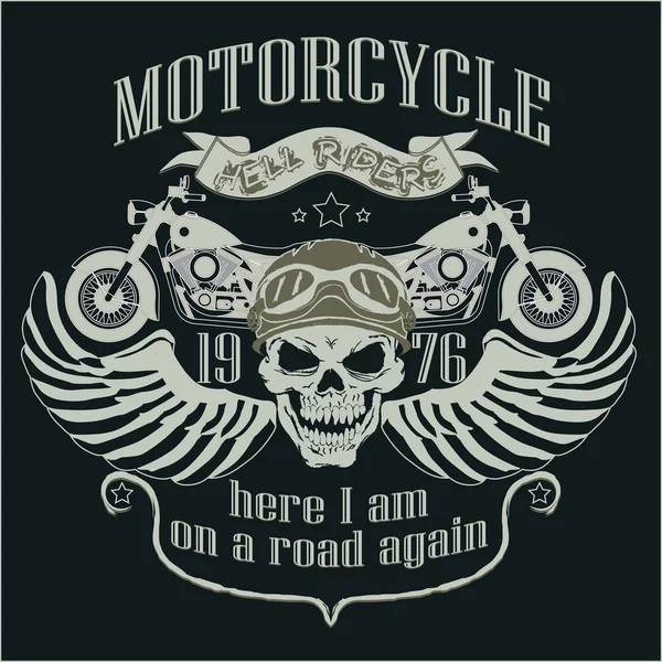 Motorrad-Design-Vorlage Logo. Totenkopffahrer — Stockfoto