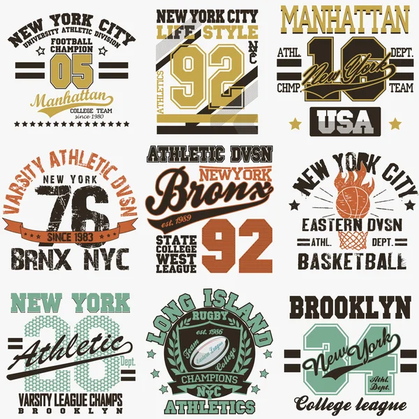 Conjunto de camiseta de Nueva York — Vector de stock